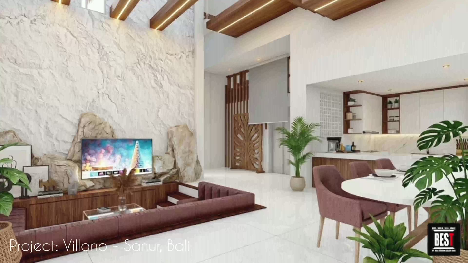 Living-room render of the Villano project in Sanur, Bali